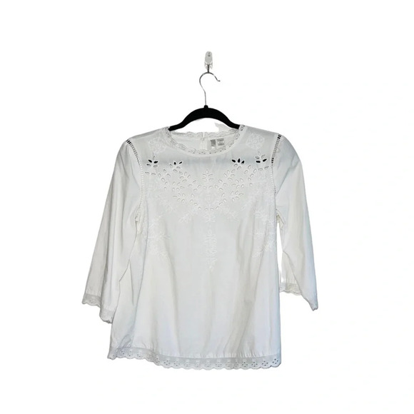 LC Lauren Conrad 100% Cotton Cottagecore White Eyelet Top Small Women’s - Picture 1 of 12